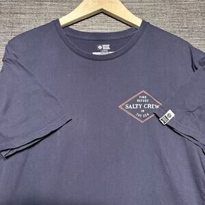 Salty Crew Shirt Men's Large Blue Short Sleeve Find Refuge In The Sea
